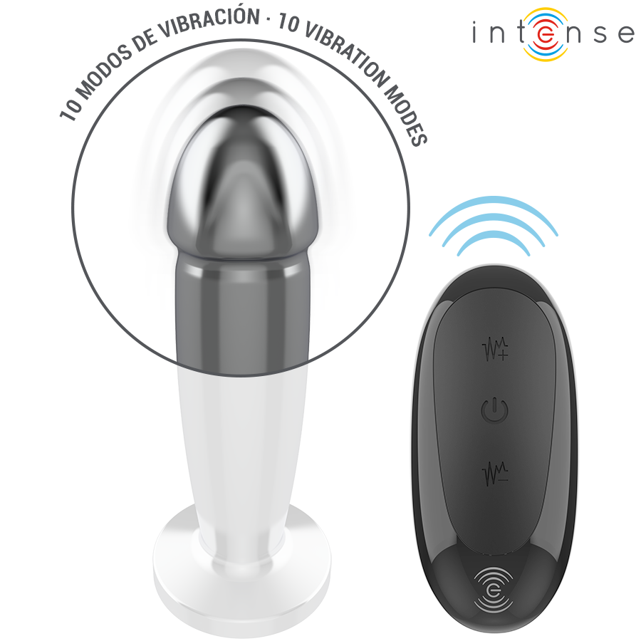 INTENSE - PLUG ANAL 10 VIBRATIONS GODE MÉTALLIQUE AVEC TÉLÉCOMMANDE M - 7eme ciel