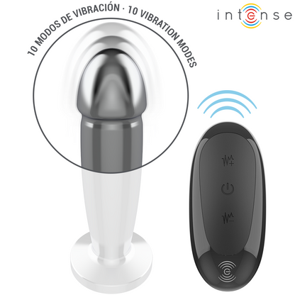 INTENSE - PLUG ANAL 10 VIBRATIONS GODE MÉTALLIQUE AVEC TÉLÉCOMMANDE M - 7eme ciel