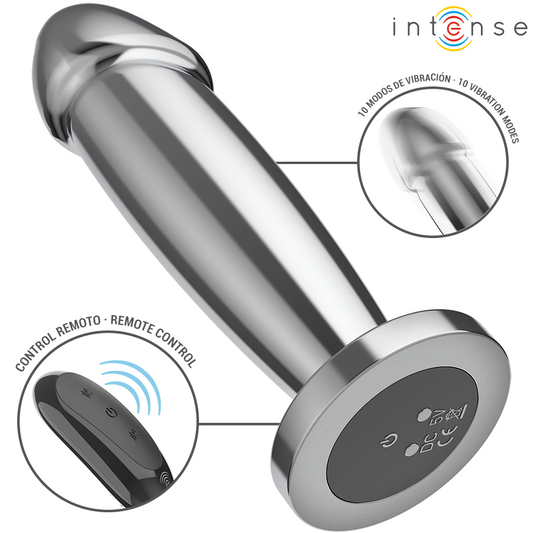 INTENSE - PLUG ANAL 10 VIBRATIONS GODE MÉTALLIQUE AVEC TÉLÉCOMMANDE M - 7eme ciel