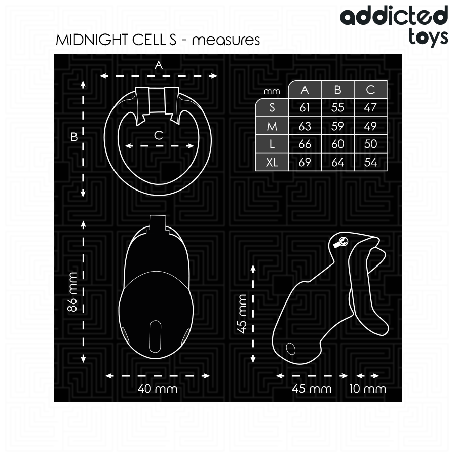 ADDICTED TOYS LOCKED - CAGE À PÉNIS MINDNIGHT CELL TAILLE S 4.8 CM - 7eme ciel