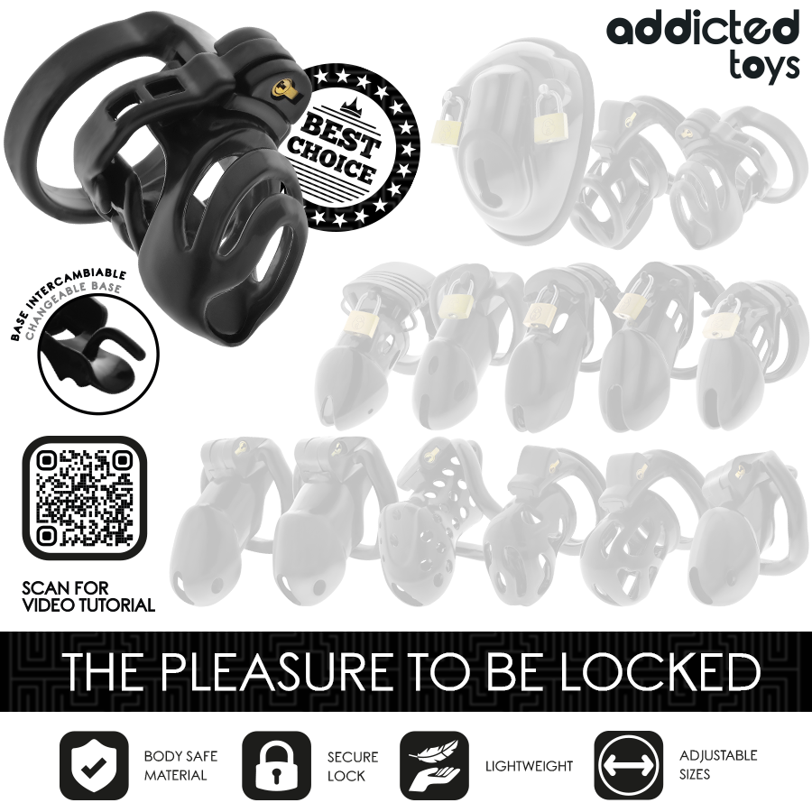 ADDICTED TOYS LOCKED - CAGE À PÉNIS À VERROUILLAGE ÉTERNEL 9 CM