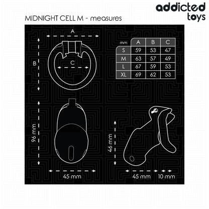 ADDICTED TOYS LOCKED - CAGE À PÉNIS MINDNIGHT CELL 4.2 CM TAILLE M