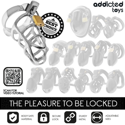 ADDICTED TOYS LOCKED - CAGE À PÉNIS EN MÉTAL AVEC VERROU ARGENT TAILLE M