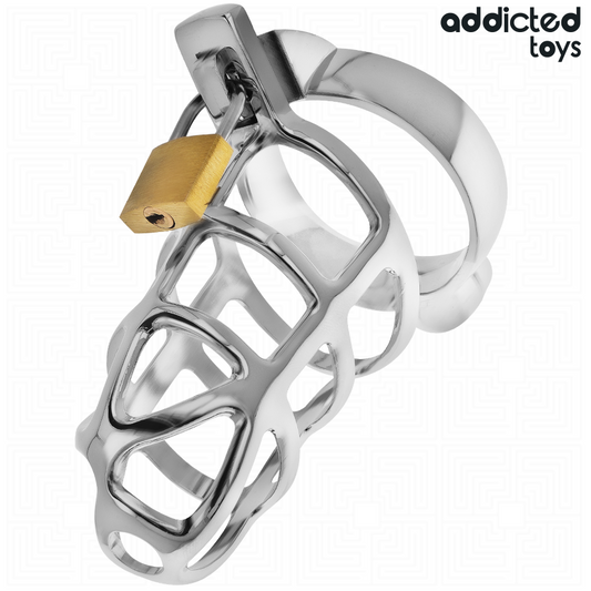 ADDICTED TOYS LOCKED - CAGE À PÉNIS EN MÉTAL AVEC VERROU ARGENT TAILLE S - 7eme ciel