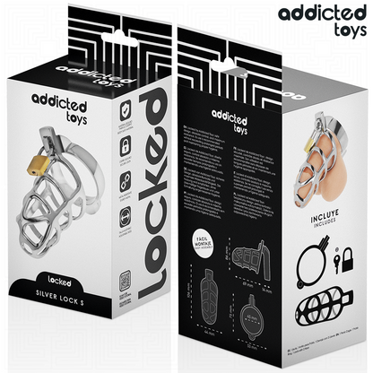 ADDICTED TOYS LOCKED - CAGE À PÉNIS EN MÉTAL AVEC VERROU ARGENT TAILLE S - 7eme ciel