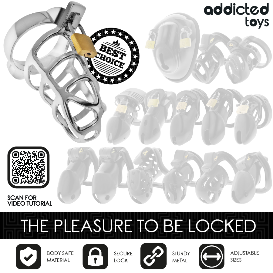 ADDICTED TOYS LOCKED - CAGE À PÉNIS EN MÉTAL AVEC VERROU ARGENT TAILLE S - 7eme ciel