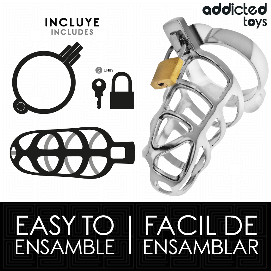 ADDICTED TOYS LOCKED - CAGE À PÉNIS EN MÉTAL AVEC VERROU ARGENT TAILLE S - 7eme ciel