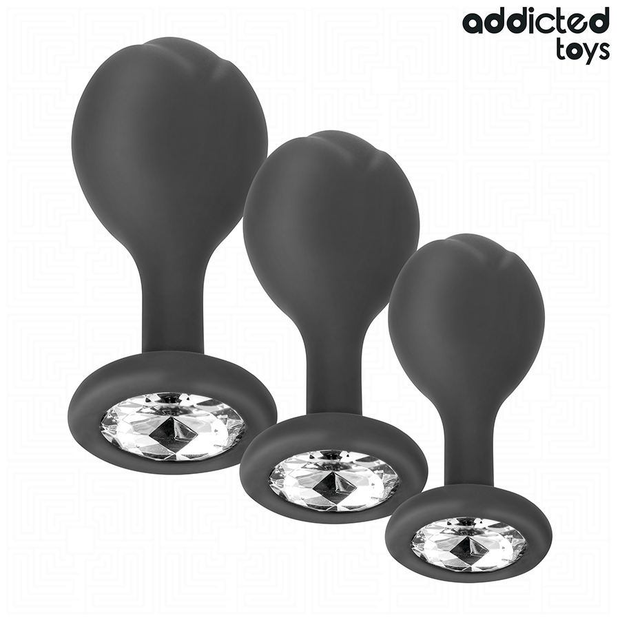 ADDICTED TOYS - LOT DE 3 PLUG ANAL AVEC BIJOU - 7eme ciel