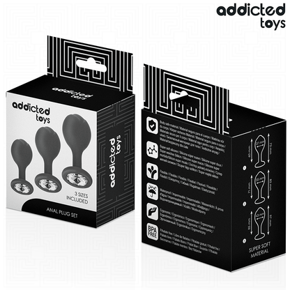 ADDICTED TOYS - LOT DE 3 PLUG ANAL AVEC BIJOU - 7eme ciel