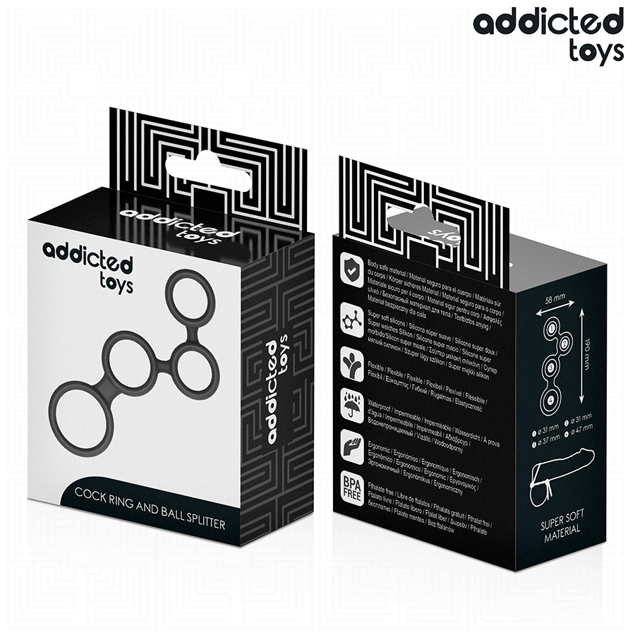 ADDICTED TOYS - ANNEAU PÉNIS AVEC SÉPARATEURS POUR TESTICULES - 7eme ciel