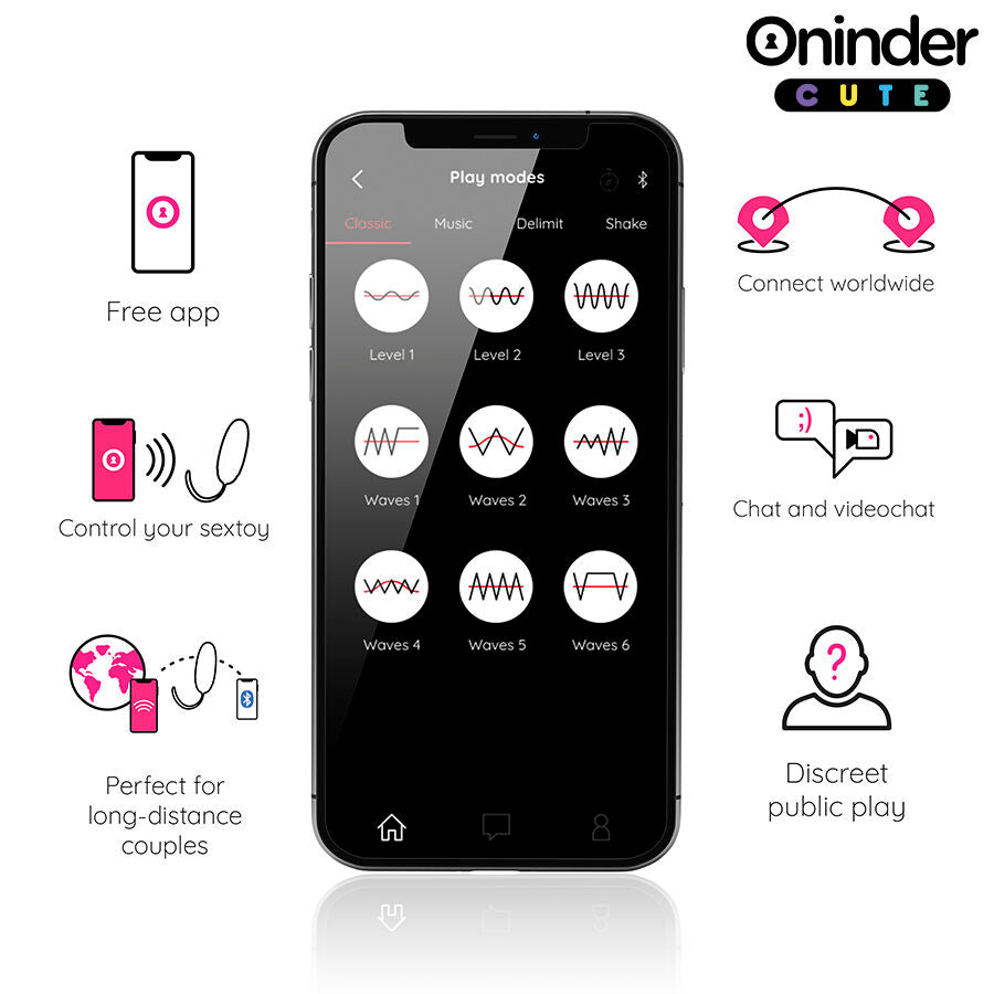ONINDER CUTE - ŒUF EN SILICONE À VIBRATION ET À ONDE AMOUREUX - APPLICATION GRATUITE DANS LE MONDE ENTIER - 7eme ciel