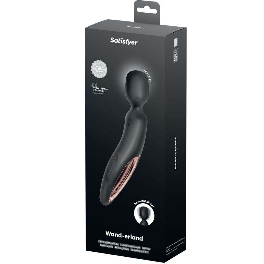 SATISFYER - MASSEUR VIBRANT WAND ERLAND NOIR - 7eme ciel