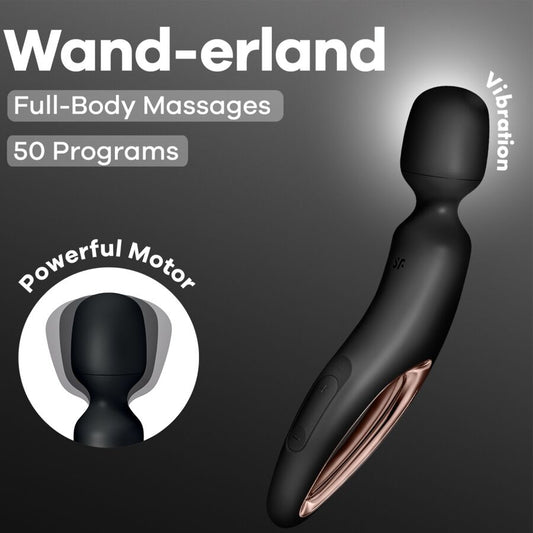 SATISFYER - MASSEUR VIBRANT WAND ERLAND NOIR - 7eme ciel