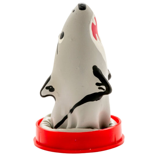 CONDOMERIE - PRÉSERVATIFS FANTAISIE PEINTS À LA MAIN MODÈLE REQUIN 1