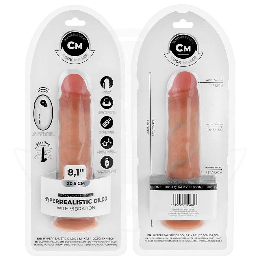 COCK MILLER - GODE RÉALISTE AVEC VENTOUSE ET TÉLÉCOMMANDE VIBRATIONS 20,5 CM - 7eme ciel