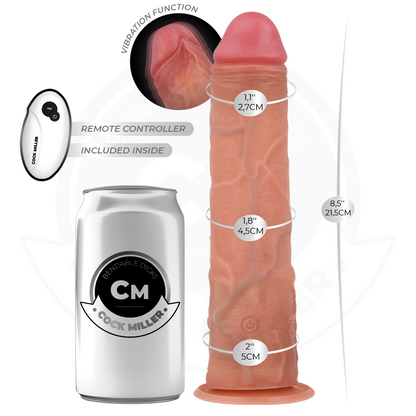 COCK MILLER - GODE RÉALISTE À VENTOUSE ET VIBRATION AVEC TÉLÉCOMMANDE 21,5 CM