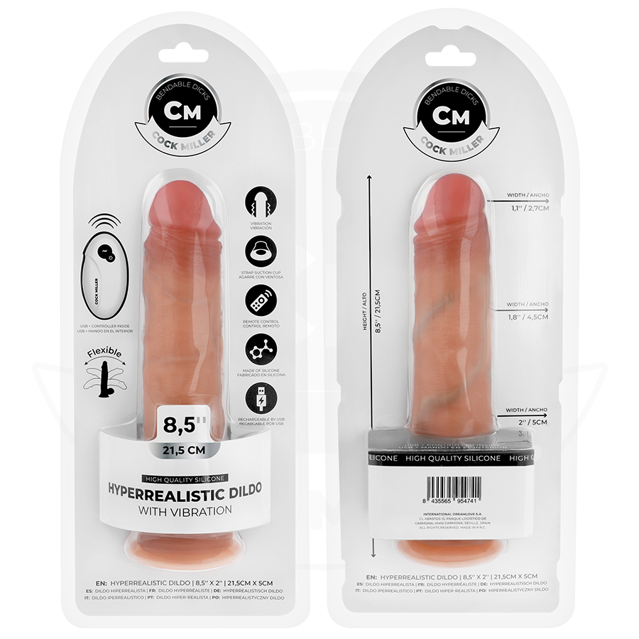 COCK MILLER - GODE RÉALISTE À VENTOUSE ET VIBRATION AVEC TÉLÉCOMMANDE 21,5 CM - 7eme ciel
