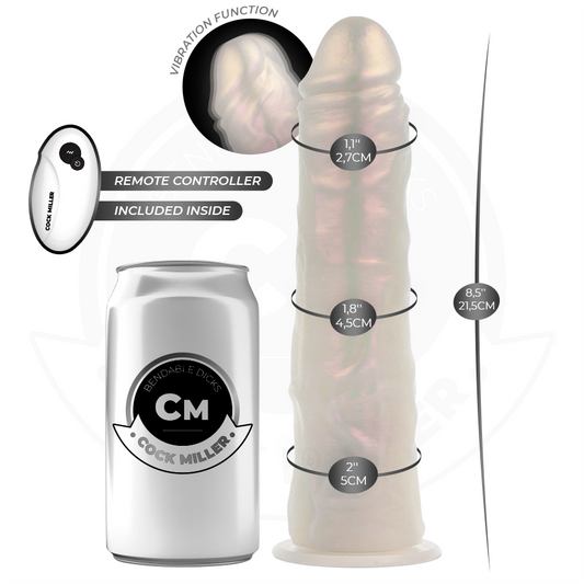COCK MILLER - GODE AVEC VENTOUSE, LUMIÈRES ET VIBRATIONS AVEC TÉLÉCOMMANDE BLANC 21,5 CM - 7eme ciel
