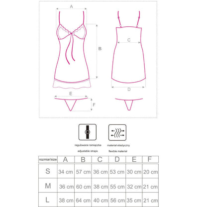 LIVCO CORSETTI FASHION - BABYDOLL HYEONA 1710 + THONG ROSE S