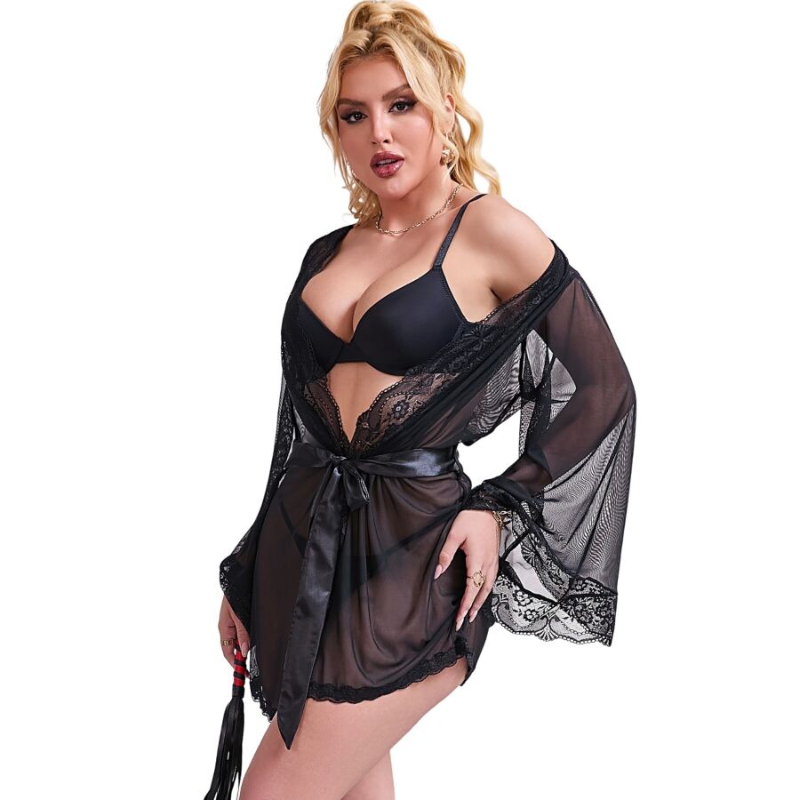 SUBBLIME - ROBE EN TISSU TRANSPARENT AVEC DÉTAIL DENTELLE NOIR S/M - 7eme ciel