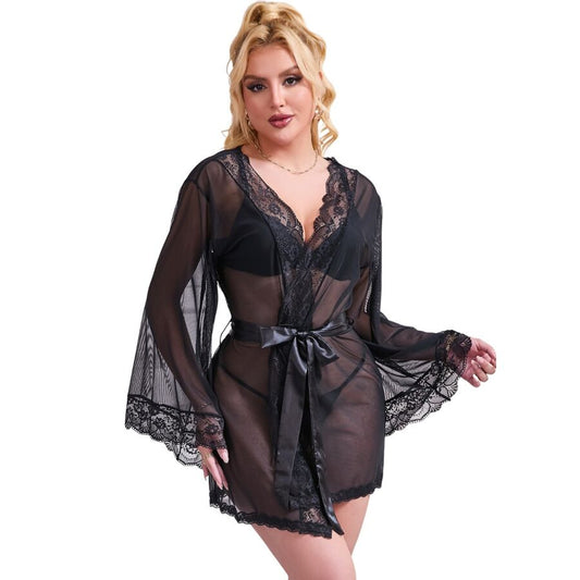 SUBBLIME - ROBE EN TISSU TRANSPARENT AVEC DÉTAIL DENTELLE NOIR S/M