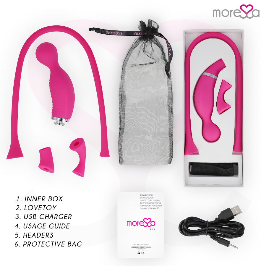 MORESSA - KIRK DUO ASPIRATION + MASSEUR MULTI-PERFORMANCES SILICONE PREMIUM RECHARGEABLE - 7eme ciel