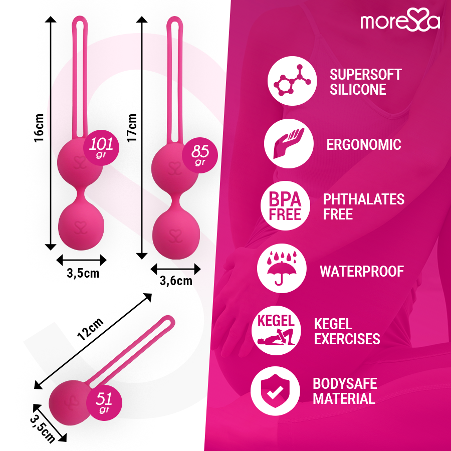 MORESSA - OSIAN SET PREMIUM SILICONE ROSE (Osian One - 51 g | Osian Two - 101 g | Osian Three 85 g) - 7eme ciel