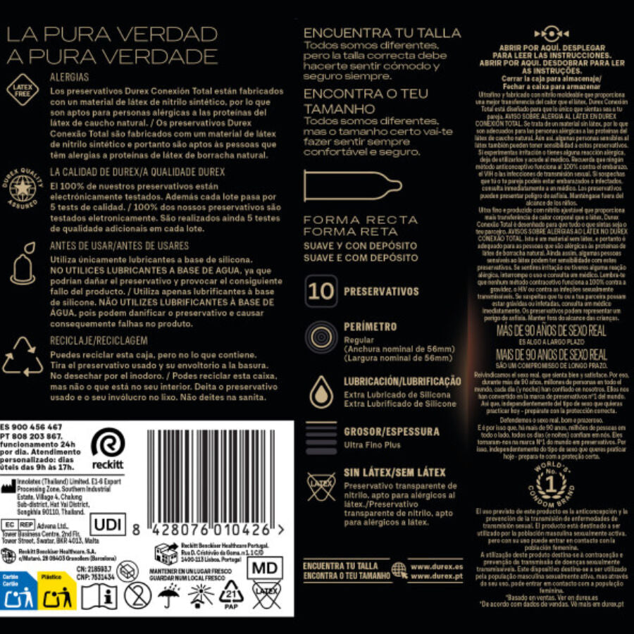 DUREX - CONNEXION TOTALE XL ULTRA FINE PLUS SANS LATEX 10 UNITÉS - 7eme ciel