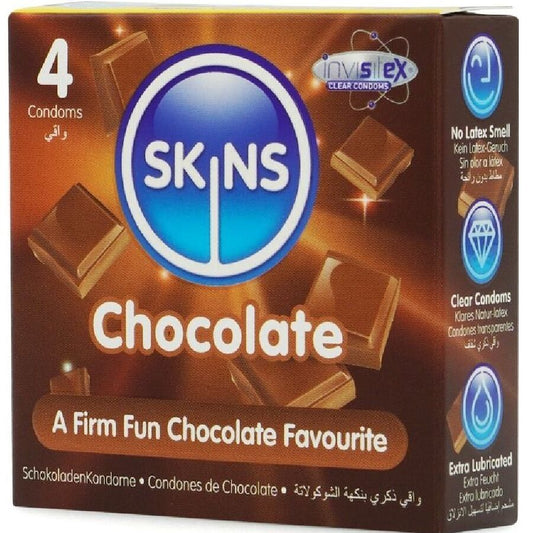 SKINS - PACK DE 4 PRÉSERVATIFS PREMIUM CHOCOLAT - 7eme ciel