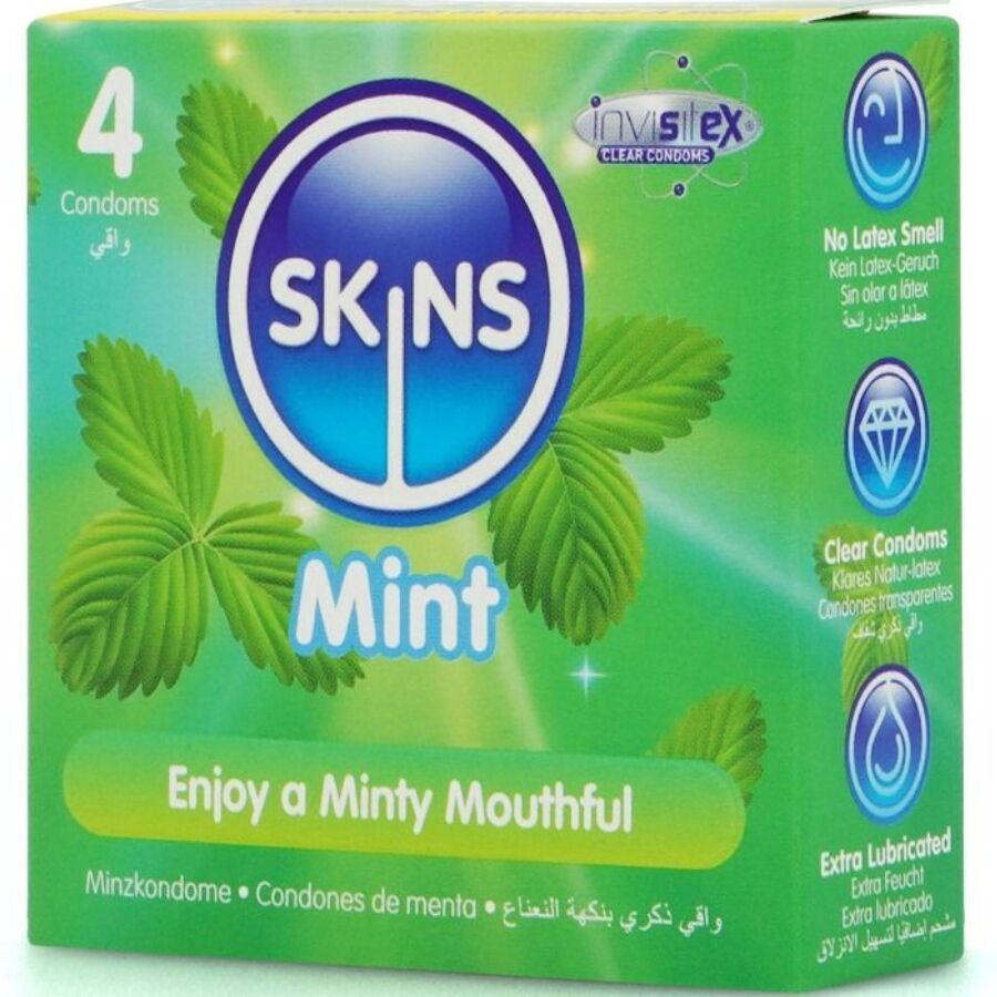 SKINS - PACK DE 4 PRÉSERVATIFS PREMIUM MENTHE - 7eme ciel