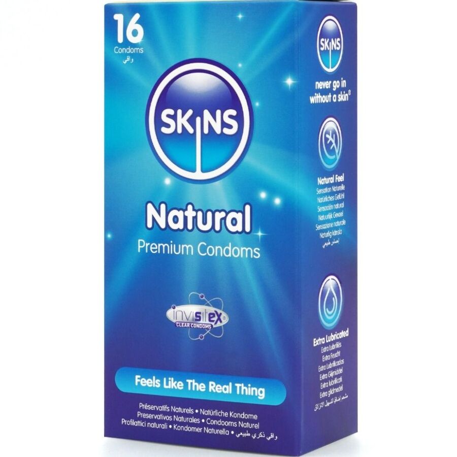 SKINS - PACK DE 16 PRÉSERVATIFS NATURELS PREMIUM - 7eme ciel