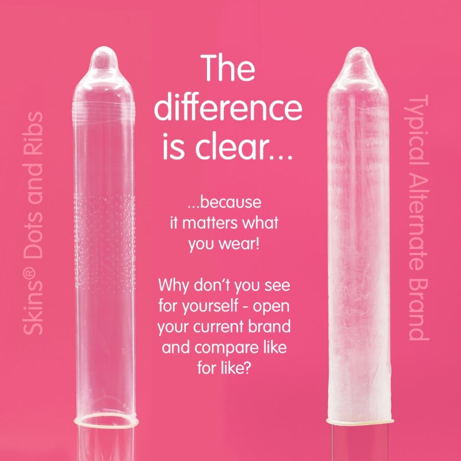 SKINS - PACK DE 4 PRÉSERVATIFS PREMIUM DOTS & RIBS - 7eme ciel