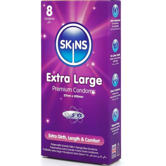 SKINS - PACK DE 8 PRÉSERVATIFS EXTRA LARGES PREMIUM - 7eme ciel