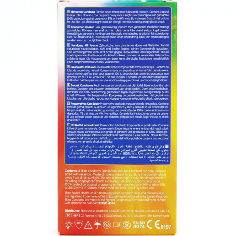 SKINS - PACK DE 8 PRÉSERVATIFS PREMIUM MULTI-SAVEURS - 7eme ciel