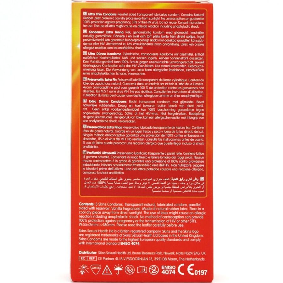 SKINS - PACK DE 8 PRÉSERVATIFS ULTRA FINS PREMIUM - 7eme ciel