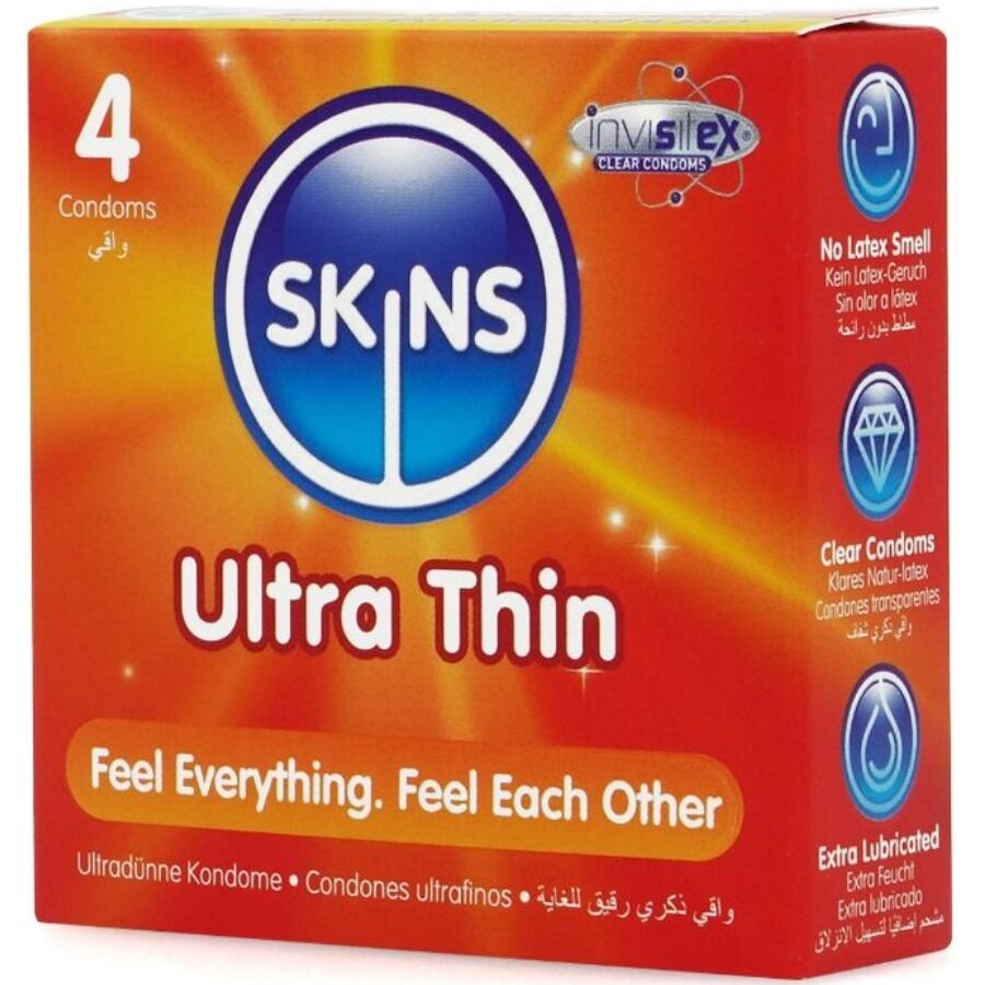 SKINS - PACK DE 4 PRÉSERVATIFS ULTRA FINS PREMIUM - 7eme ciel