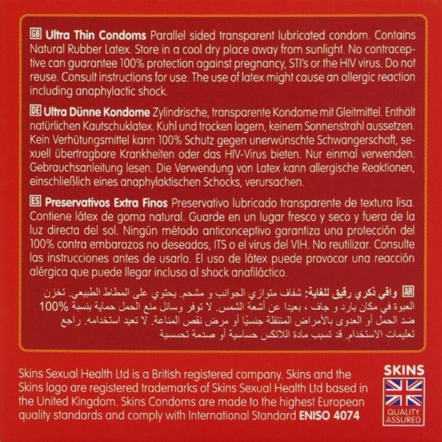 SKINS - PACK DE 4 PRÉSERVATIFS ULTRA FINS PREMIUM - 7eme ciel