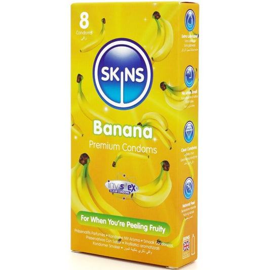 SKINS - PACK DE 8 PRÉSERVATIFS BANANE PREMIUM - 7eme ciel
