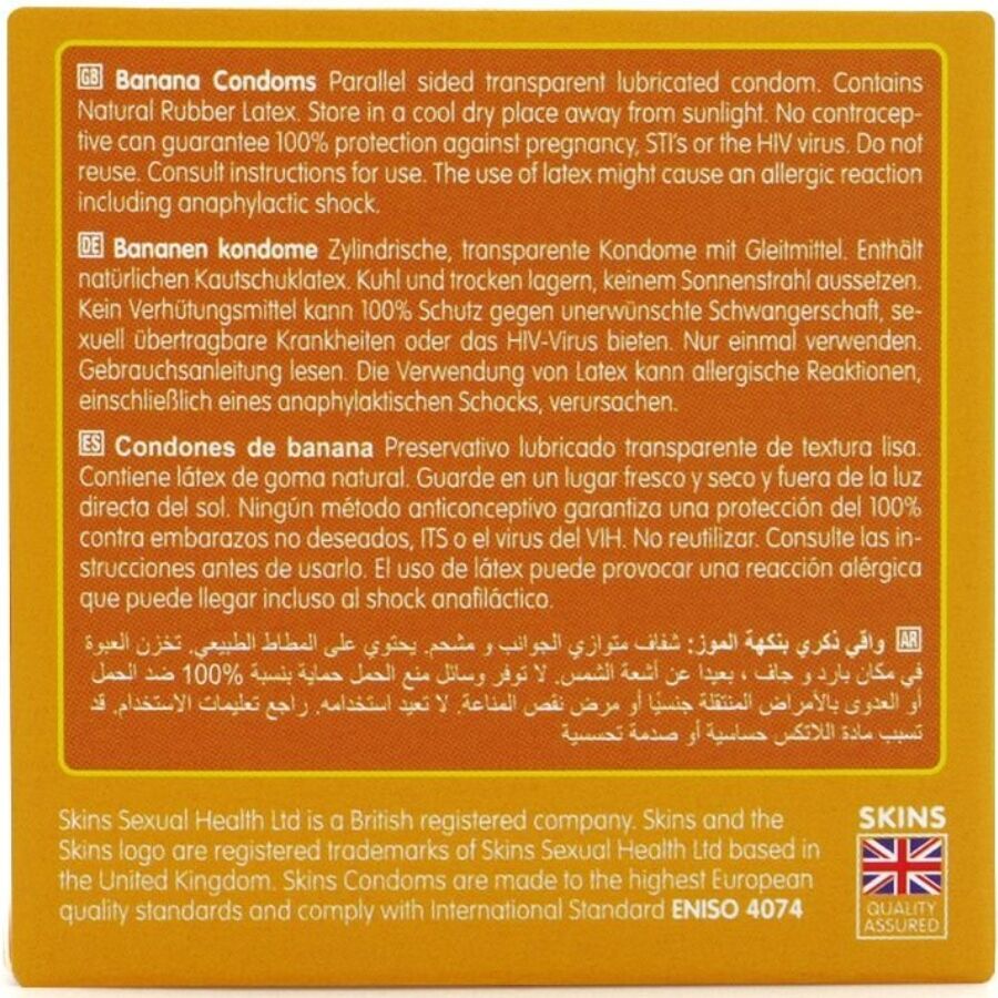 SKINS - PACK DE 4 PRÉSERVATIFS BANANE PREMIUM - 7eme ciel