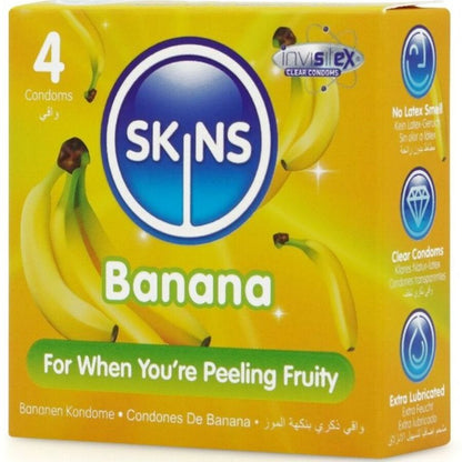 SKINS - PACK DE 4 PRÉSERVATIFS BANANE PREMIUM - 7eme ciel