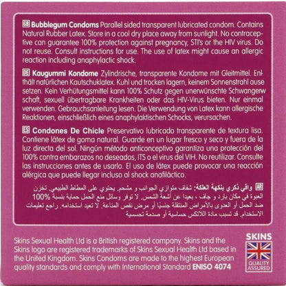 SKINS - PACK DE 4 PRÉSERVATIFS BUBBLEGUM PREMIUM - 7eme ciel