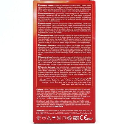 SKINS - PACK DE 8 PRÉSERVATIFS PREMIUM FRAISE - 7eme ciel