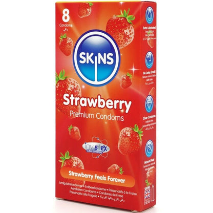 SKINS - PACK DE 8 PRÉSERVATIFS PREMIUM FRAISE - 7eme ciel