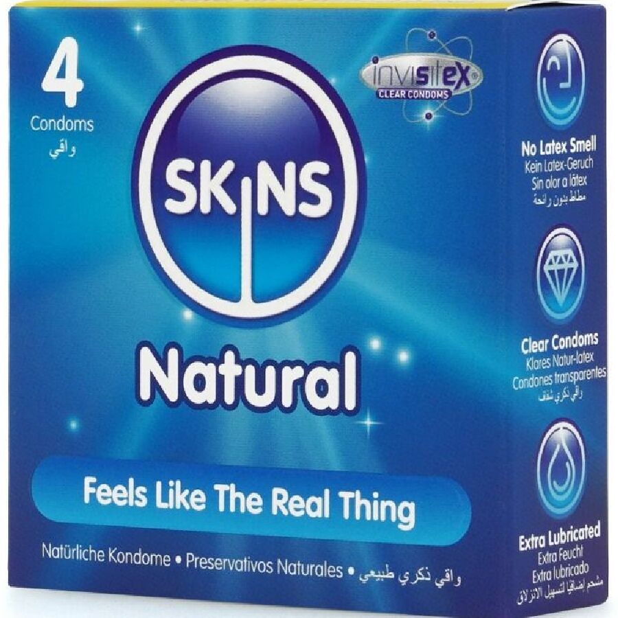 SKINS - PACK DE 4 PRÉSERVATIFS NATURELS PREMIUM - 7eme ciel
