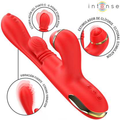 INTENSE - STIMULATEUR DE CLITORIS MULTIFONCTION KATY 4 TÊTES INTERCHANGEABLES ROUGE - 7eme ciel