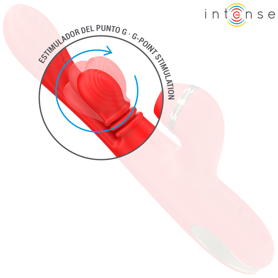 INTENSE - STIMULATEUR DE CLITORIS MULTIFONCTION KATY 4 TÊTES INTERCHANGEABLES ROUGE - 7eme ciel