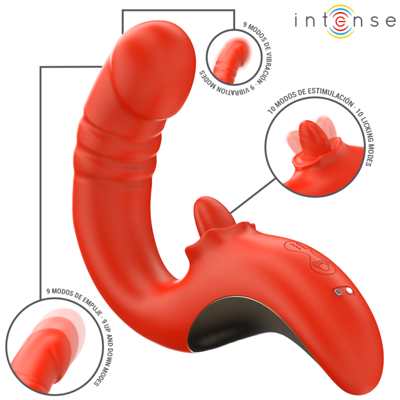 INTENSE - VIBRATEUR ET STIMULATEUR PAULINA EN FORME DE U ROUGE - 7eme ciel