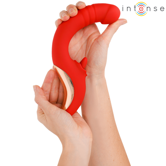 INTENSE - VIBRATEUR ET STIMULATEUR PAULINA EN FORME DE U ROUGE - 7eme ciel