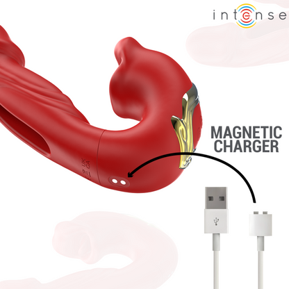 INTENSE - NATHY DOUBLE VIBRATEUR AVEC BOUCHE STIMULANTE MULTIFONCTION ROUGE - 7eme ciel