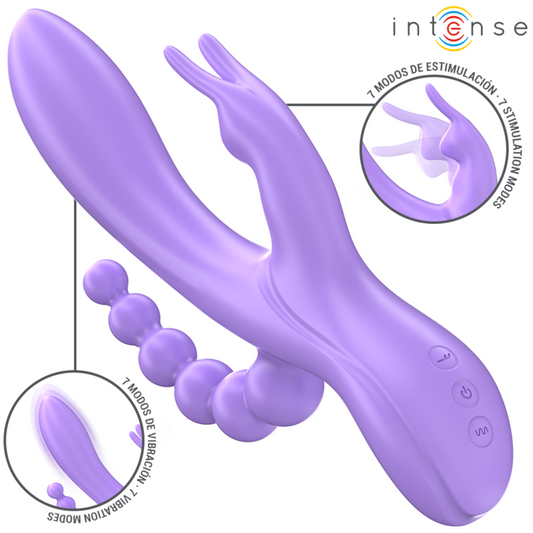 INTENSE - MIKO TRIPLE VIBRATEUR LAPIN & STIMULATEUR & ANAL 7 VIBRATIONS VIOLET - 7eme ciel
